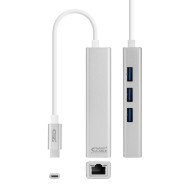CONVERTIDOR USB-C A ETHERNET GIGABIT + 3XUSB 3.0 PLATA 15 CM NANOCA 10.03.0404