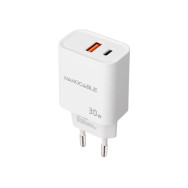 CARGADOR USB-C/PD + USB-A/QC 30W BLANCO NANOCABLE 10.10.2011