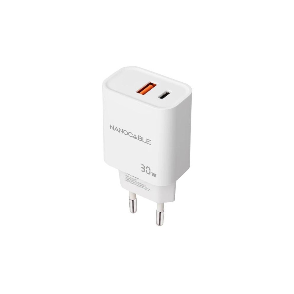 CARGADOR USB-C/PD + USB-A/QC 30W BLANCO NANOCABLE 10.10.2011