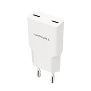 CARGADOR 2xUSB-C/PD 20W BLANCO NANOCABLE 10.10.2023
