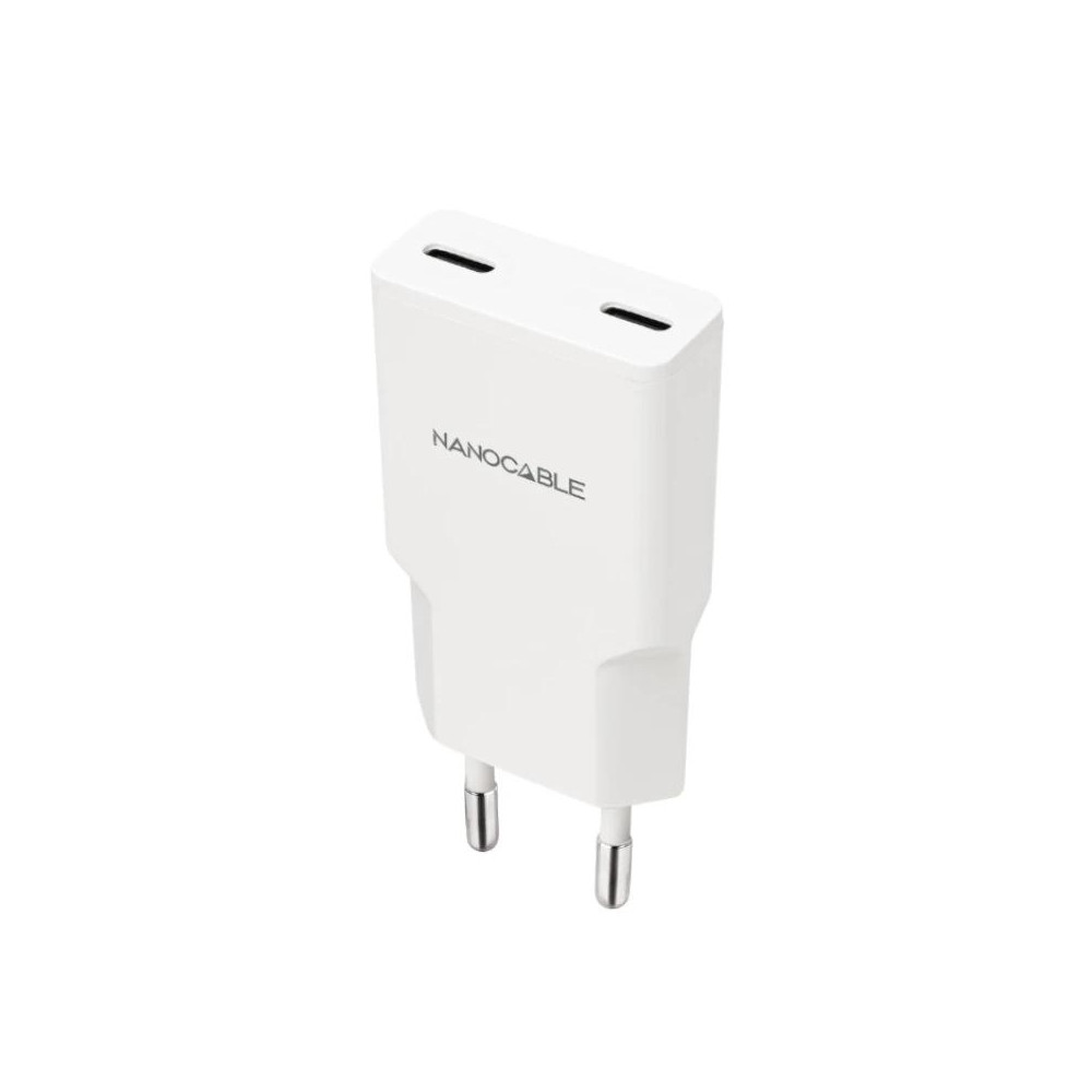 CARGADOR 2xUSB-C/PD 20W BLANCO NANOCABLE 10.10.2023