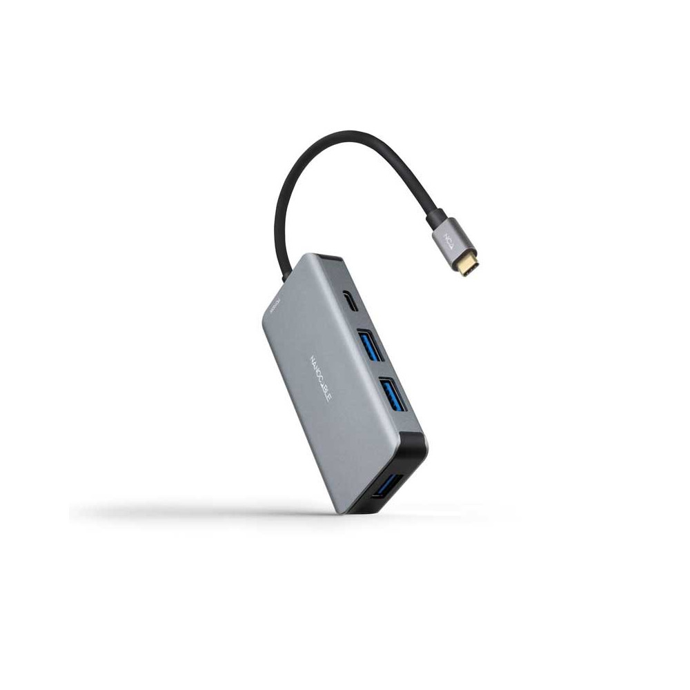 HUB USB-C 3xUSB3.0+USB-C+USB-C PD 100W GRIS 15 CM NANOCABLE 10.16.1005