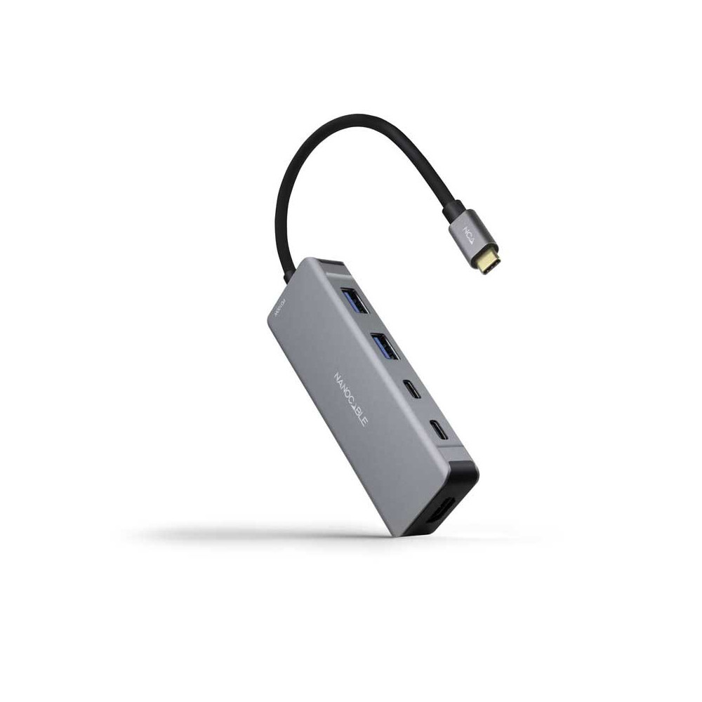 HUB USB-C 2xUSB-A+2xUSB-C+HDMI+USB-C PD 100W GRIS NANOCABLE 10.16.1006