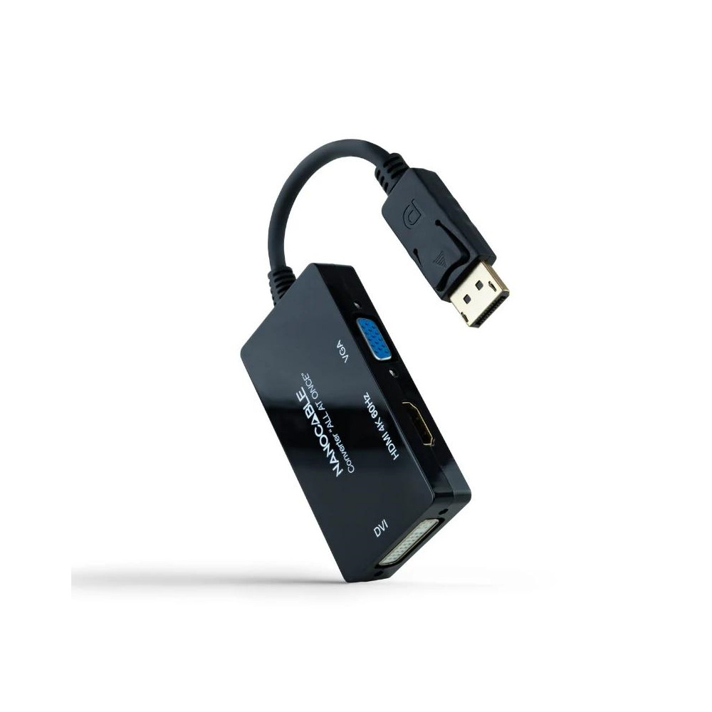 CONVERSOR DP A HDMI/H-DVI/H-VGA/H NEGRO 25 CM NANOCABLE 10.16.3301-ALL