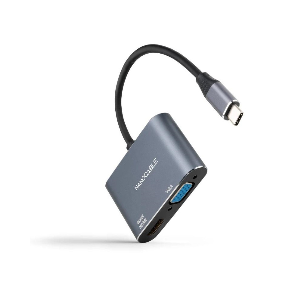 CONVERSOR USB-C/M A HDMI/H-VGA/H 4K GRIS 15 CM NANOCABLE 10.16.4303