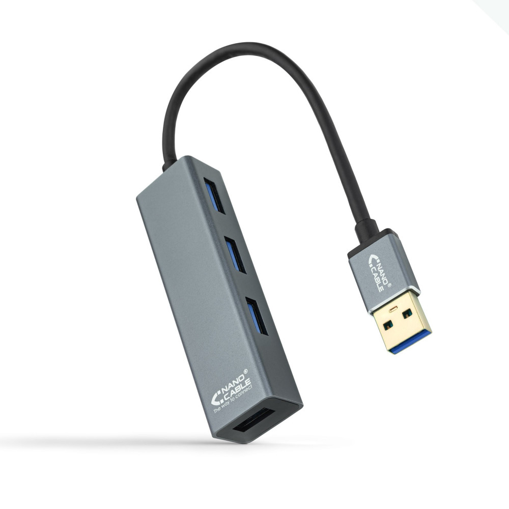 HUB USB NANOCABLE 4 USB 3.0. USB-A/M-USB 3.0/H GRIS 10 CM 10.16.4402