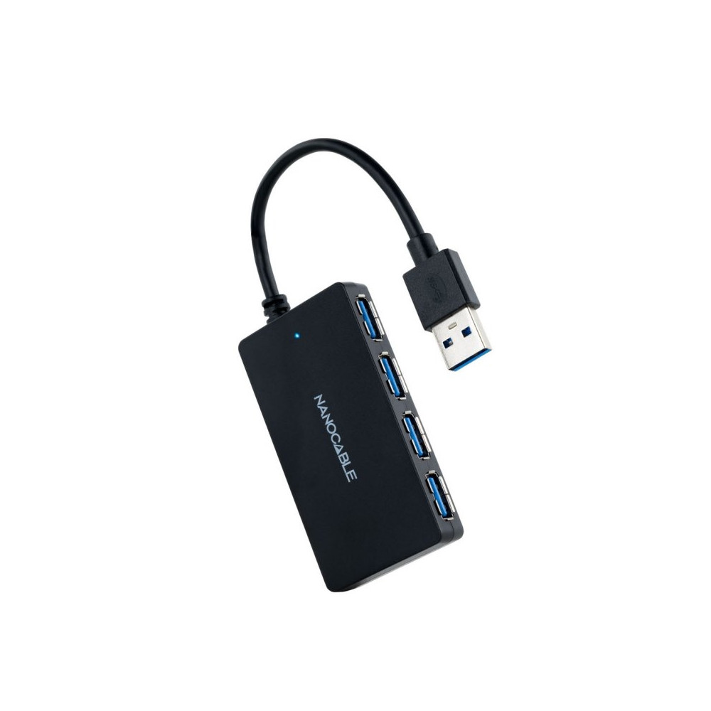 HUB USB 3.0 4xUSB3.0 USB-A/M-USB3.0/H NEGRO 15 CM NANOCABLE 10.16.4403