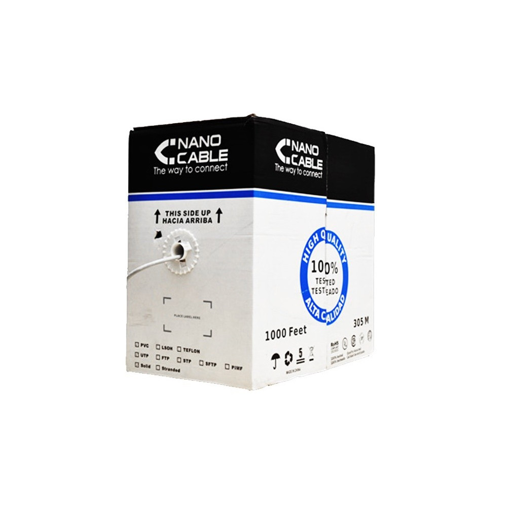 CABLE RED RJ45 CAT.5E UTP RIGIDO AWG24 305 M NANOCABLE 10.20.0304