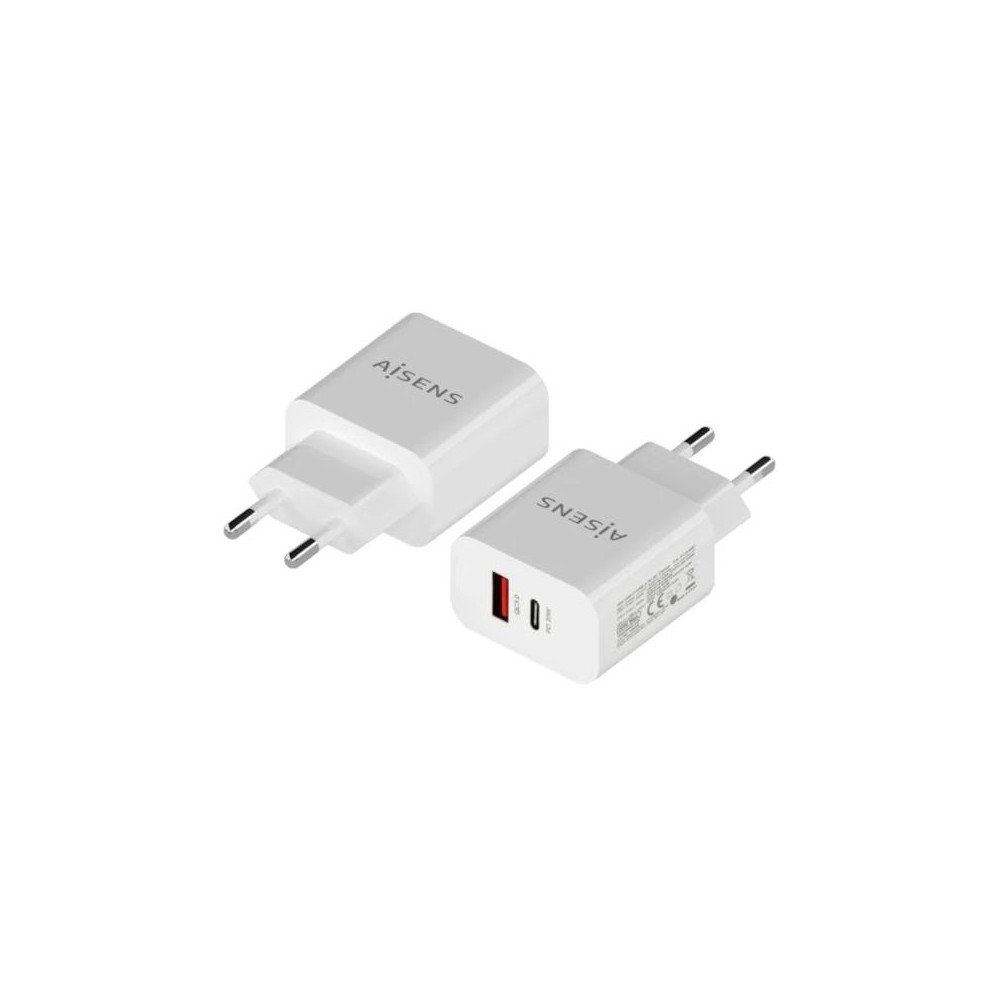 CARGADOR 20W 1xUSB-C PD3.0 1xUSB-A QC3.0 BLANCO AISENS A110-0681