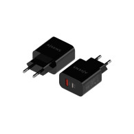 CARGADOR 20W 1xUSB-C PD3.0 1xUSB-A QC3.0 NEGRO AISENS A110-0682