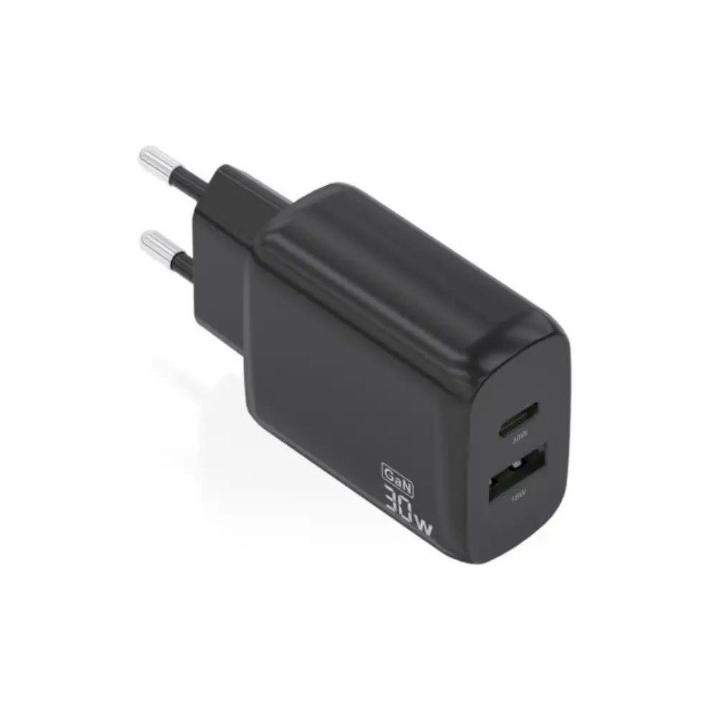 CARGADOR GAN 30W 1xUSB-C PD3.0 QC4.0 1xUSB-A QC3.0 BLANCO AISENS A110-0923