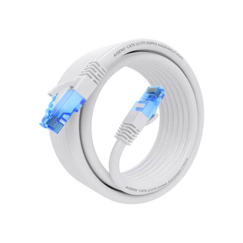CABLE RED LATIGUILLO RJ45 CAT.6 UTP AWG26 CCA BLANCO 5.0M AISENS A135-0824