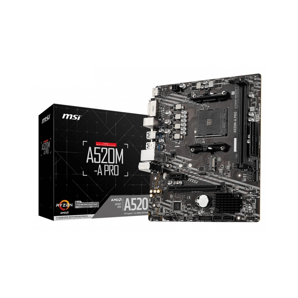 MSI A520M PRO: (AM4) 2DDR4 4SATA 6Usb mATX