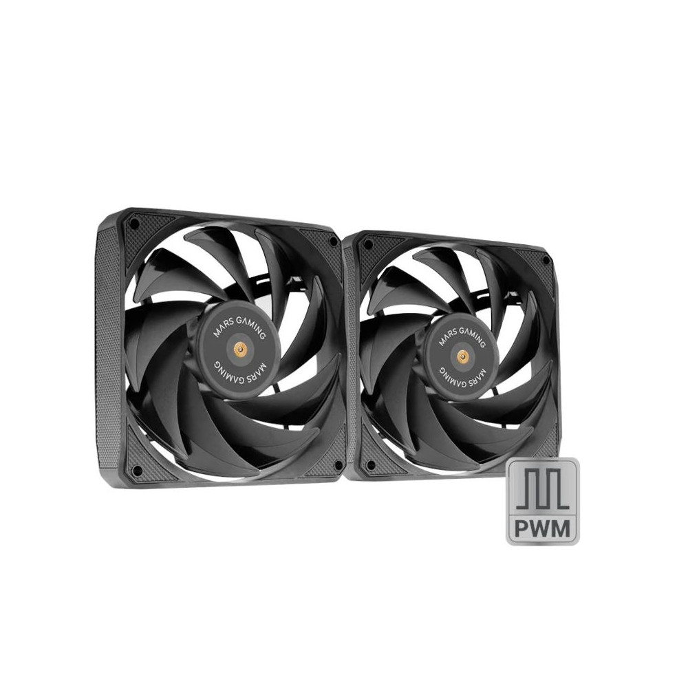 VENTILADOR 12X12 12CM MARS GAMING MFNCLX2 PACK DE 2U. NEGRO