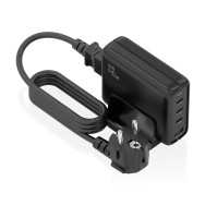 CARGADOR SOBREMESA GaN 140W 3USB-C PD3.1 USBA QC3 NEGRO AISENS ASCH-140W4P056-BK