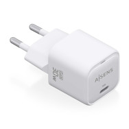CARGADOR GaN 30W 1xUSB-C PD3.0 QC4.0 BLANCO AISENS ASCH-30W1P018-W