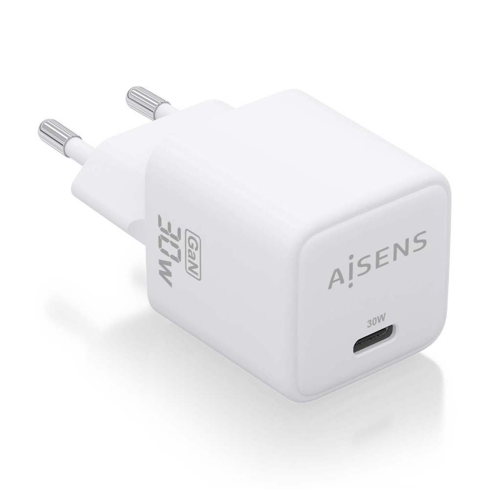 CARGADOR GAN 30W 1xUSB-C PD3.0 QC4.0 BLANCO AISENS ASCH-30W1P035-W