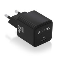 CARGADOR GAN 30W 1xUSB-C PD3.0 QC4.0 NEGRO AISENS ASCH-30W1P036-BK