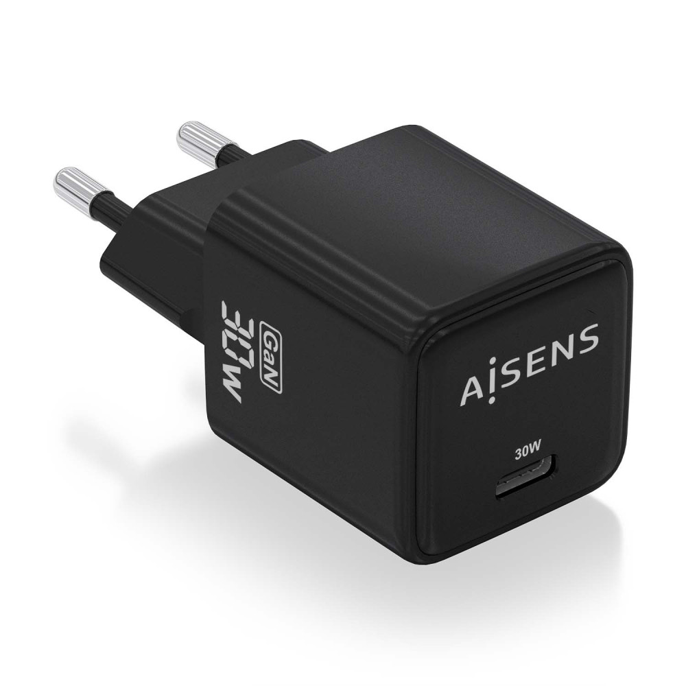 CARGADOR GAN 30W 1xUSB-C PD3.0 QC4.0 NEGRO AISENS ASCH-30W1P036-BK