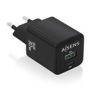 CARGADOR GAN 30W 1xUSB-C PD3.0 QC4.0 1xUSB-A QC3.0 NEGRO AISENS ASCH-30W2P038-BK