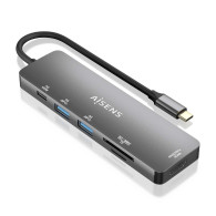 DOCK AISENS USB-C A HDMI- 2USBA-USBC PD-SD-MICROSD GRIS 15CM ASUC-6P016-GR