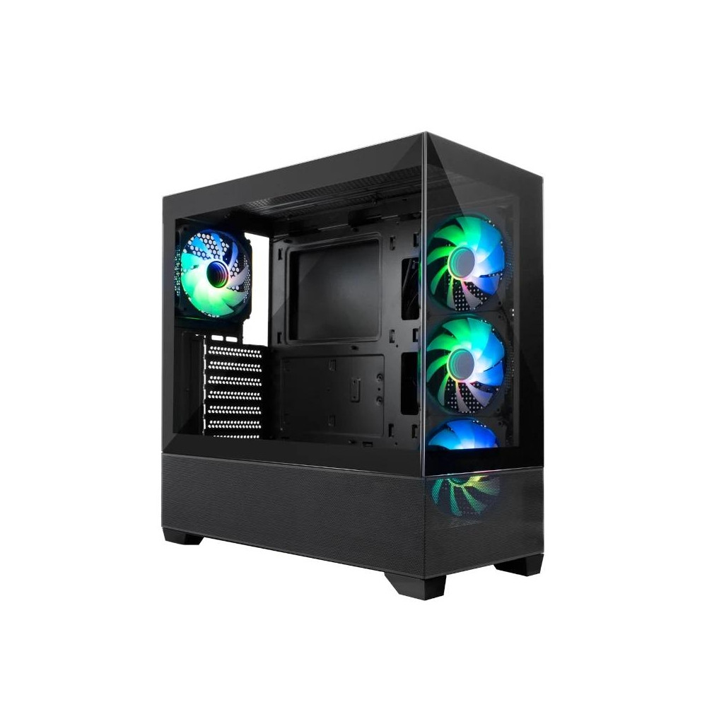 CAJA ATX COOLBOX GAMING GA250 VISION BLACK SIN FUENTE CRISTAL TEMPLADO ARGB