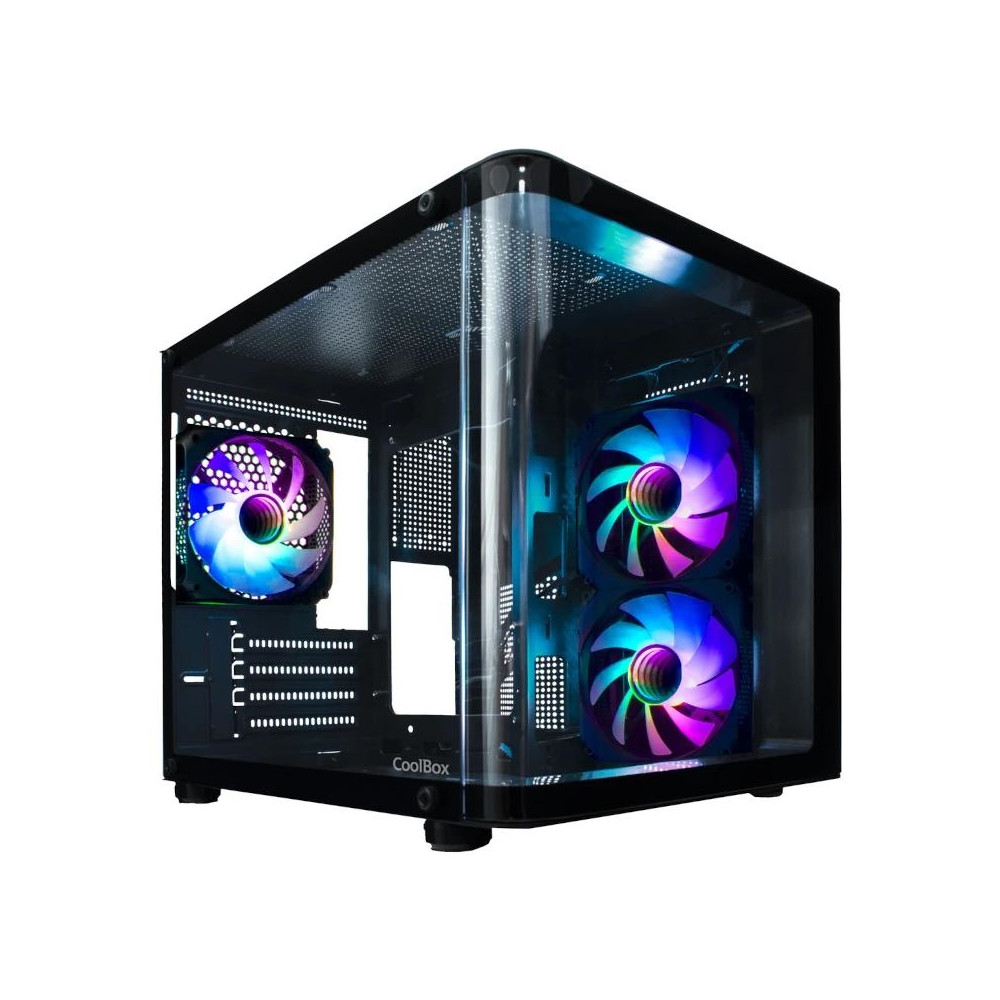 CAJA MICRO-ATX COOLBOX GAMING GM100 VISION BLACK SIN FUENTE CRISTAL.T CURVO ARGB