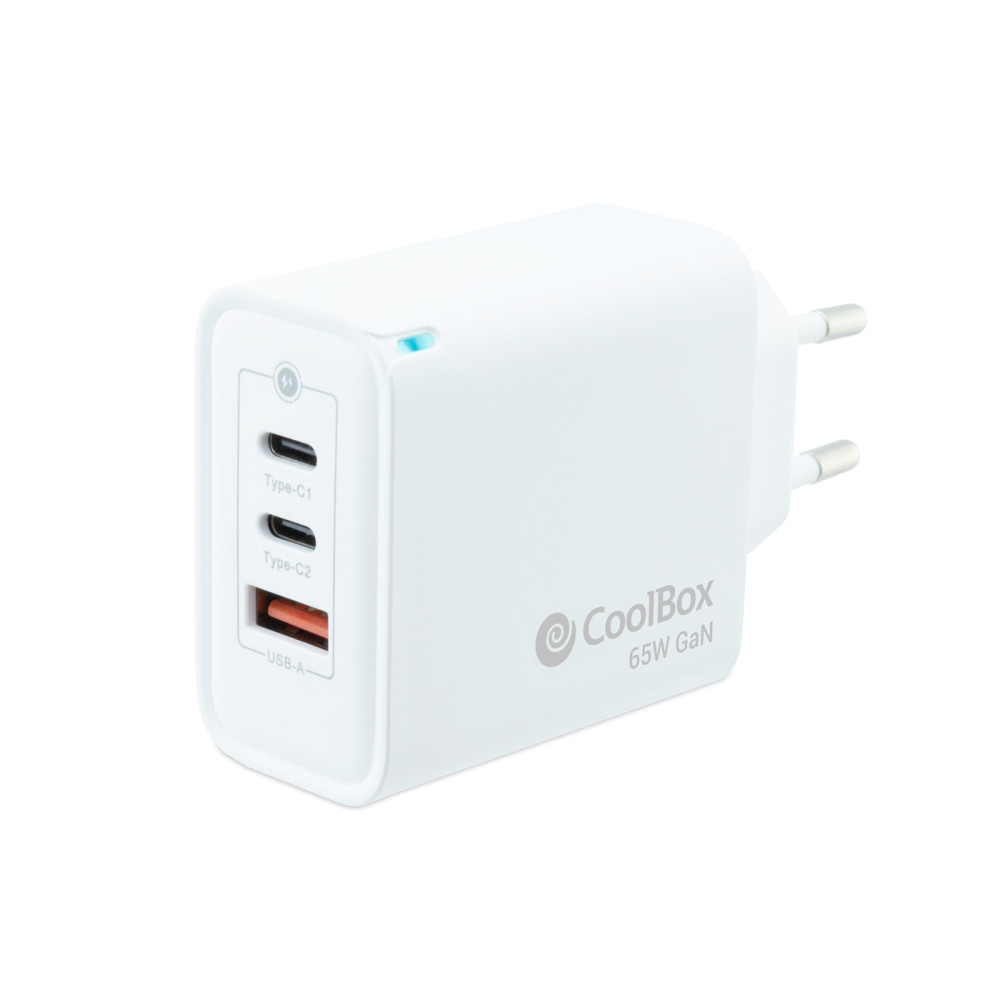 CARGADOR USB COOLBOX PARED 2USB-C USB-A 65W COO-CUP-65CCA