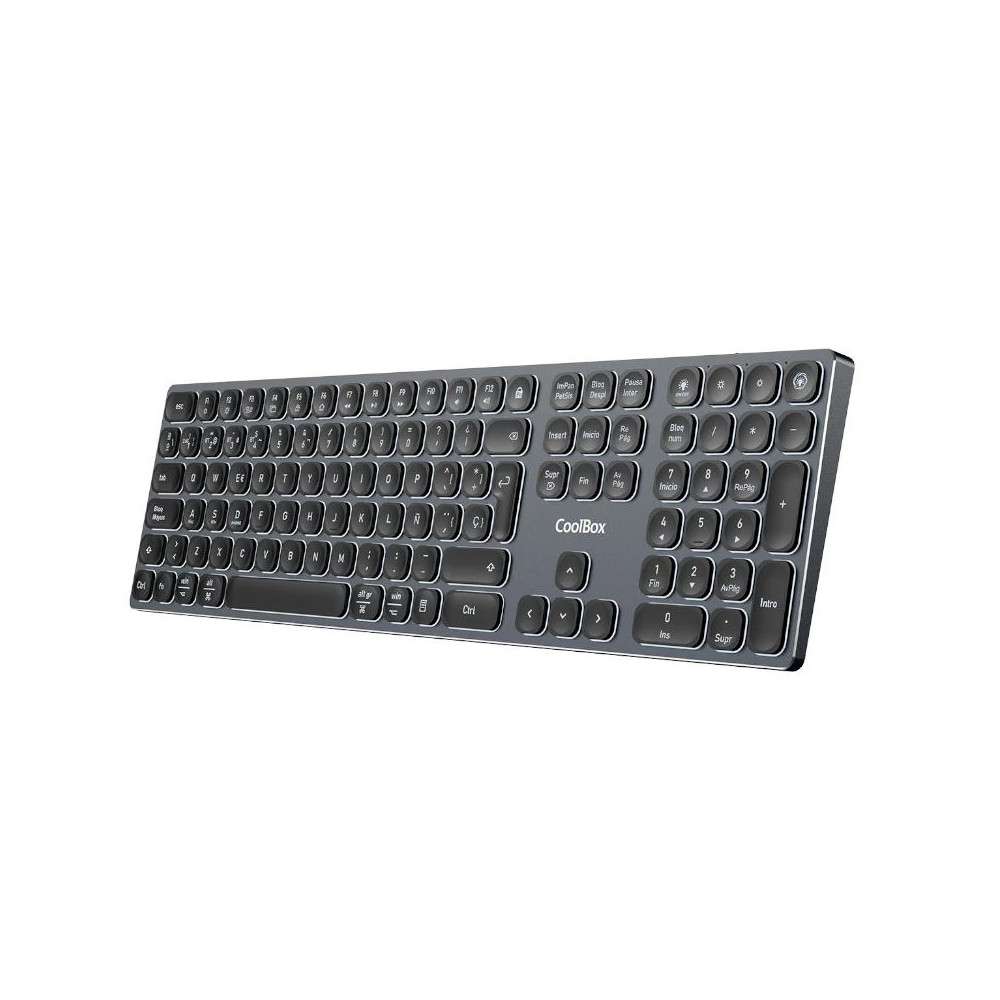 TECLADO COOLBOX INALAMBRICO ILUMINADO B431 RECARGABLE BT5.1 2.4G ALUMINIO NEGRO