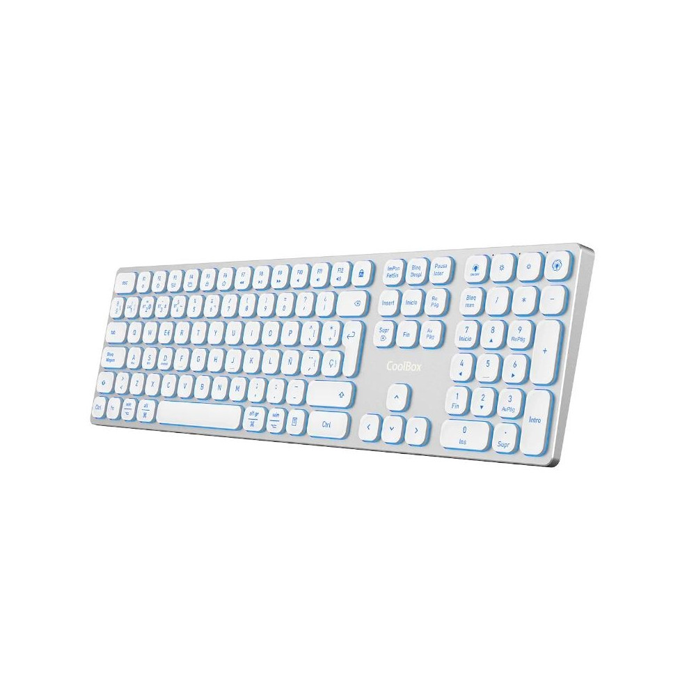 TECLADO COOLBOX INALAMBRICO ILUMINADO B431 RECARGABLE BT5.1 2.4G ALUMINIO BLANCO