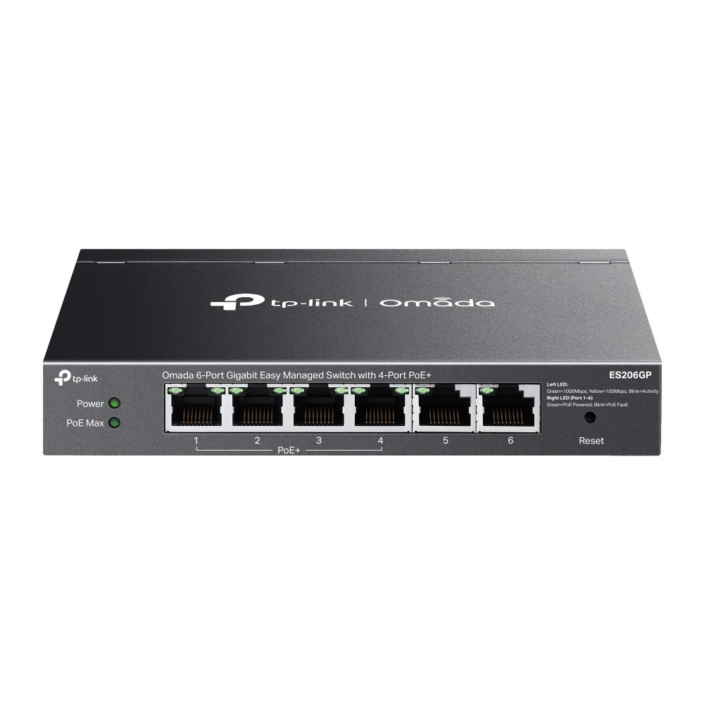 SWITCH TP-LINK OMADA 6P ES206GP SEMIGESTIONABLE 4LAN GB POE+ 2LANGB 65W