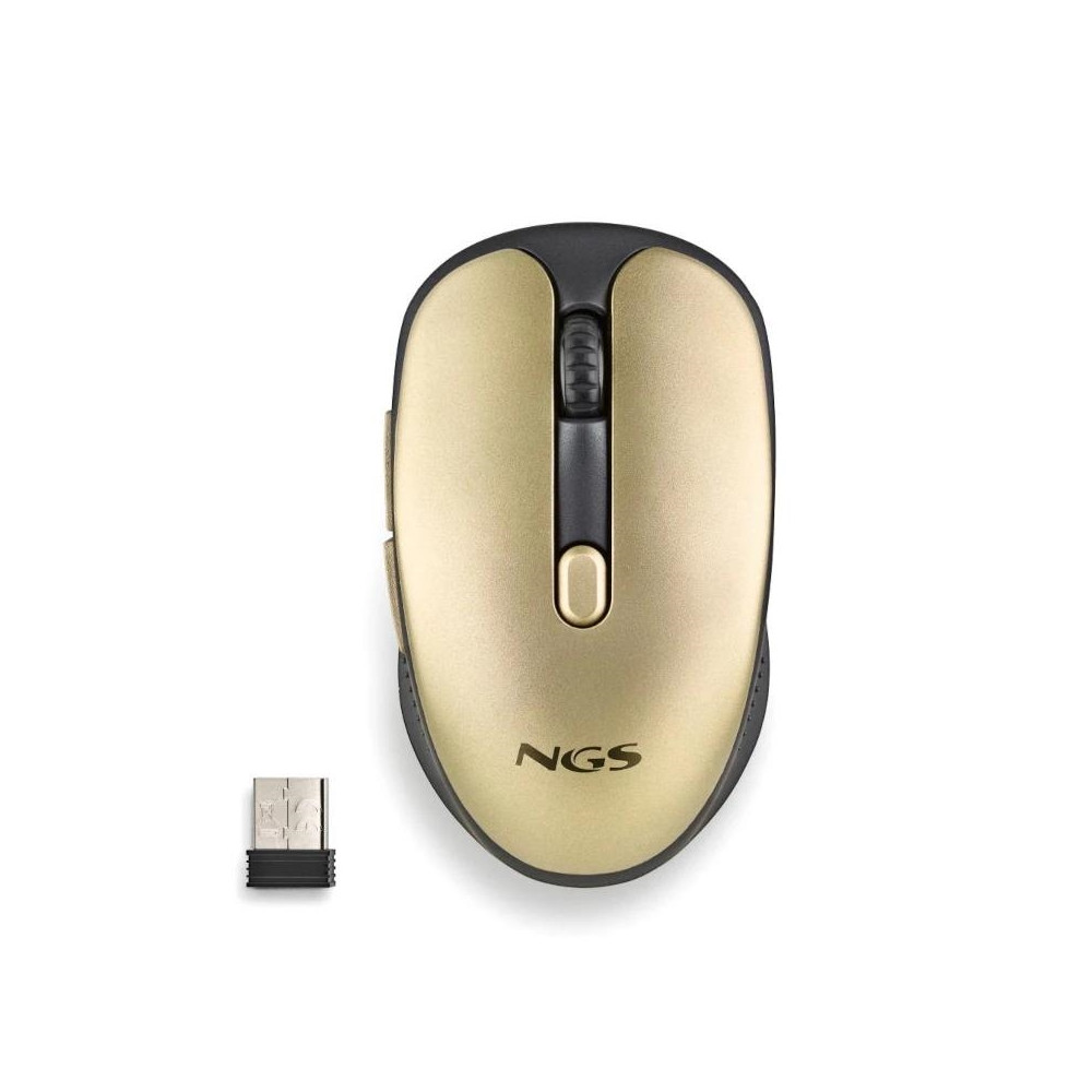RATON NGS INALAMBRICO ERGONOMICO EVO RUST GOLD RECARGABLE NEGRO-DORADO USBuc