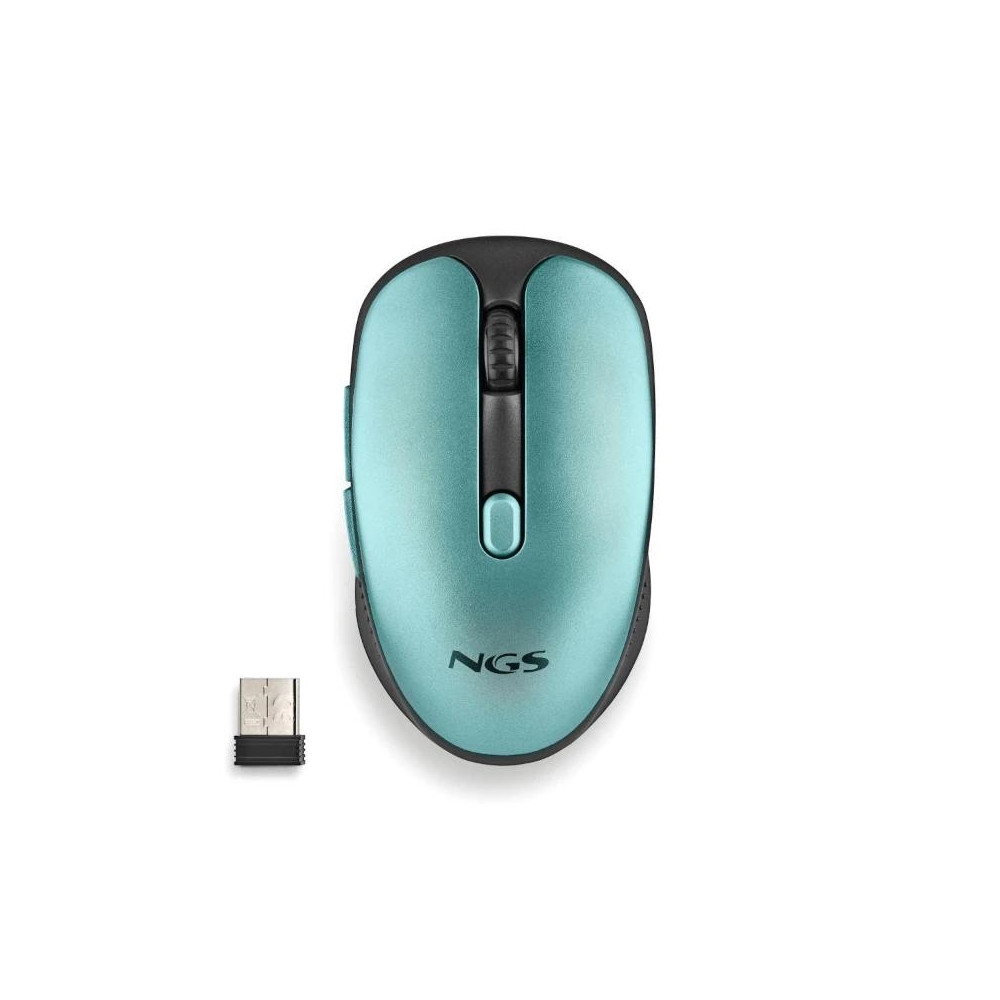 RATON NGS INALAMBRICO ERGONOMICO EVO RUST ICE RECARGABLE NEGRO-AZUL USB