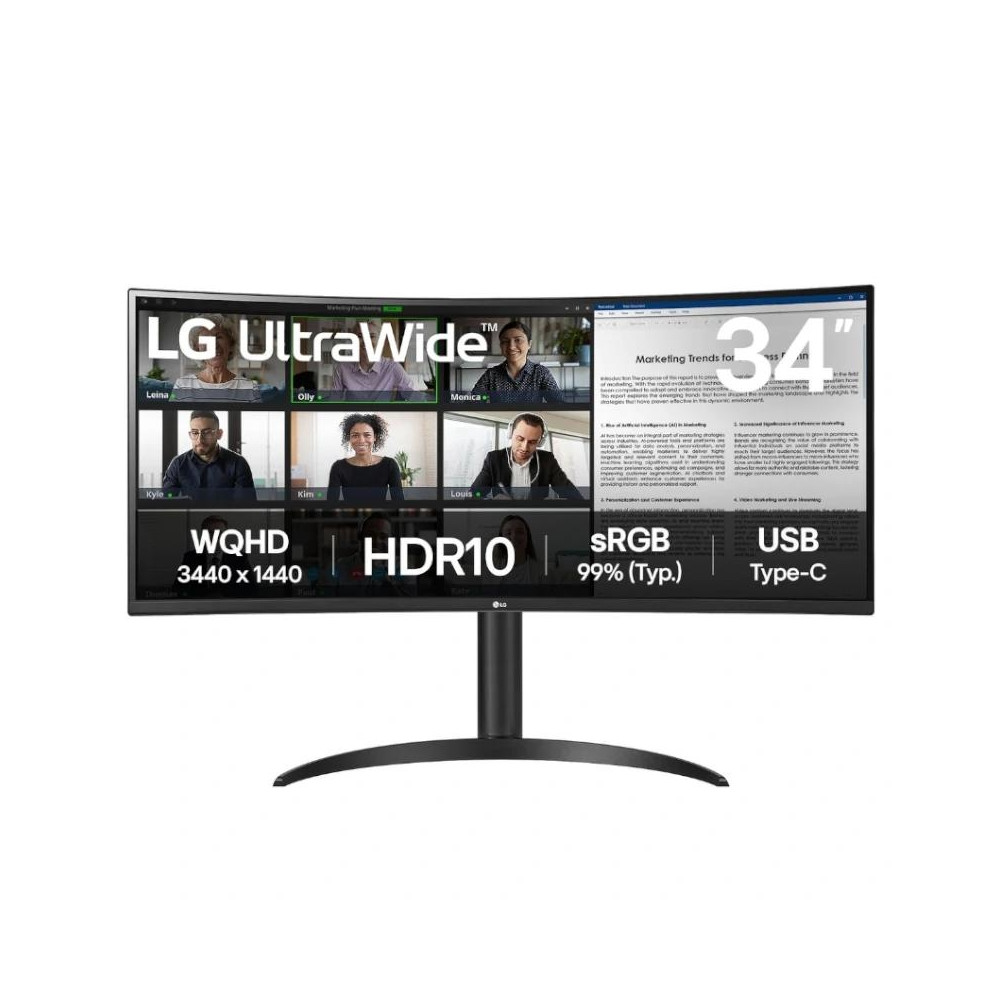 MONITOR CURVO 34" ULTRAPANORAMICO LG 34WR50QK-B WQHD NEGRO