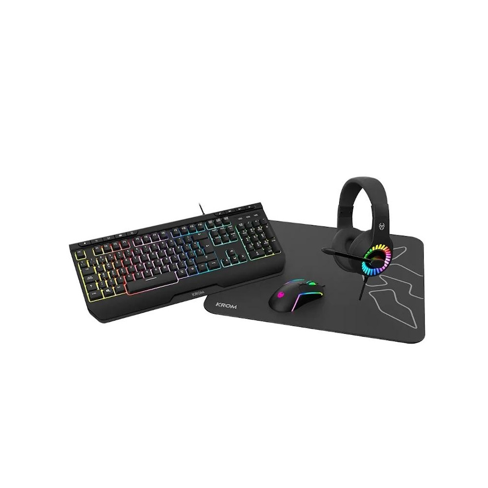 TECLADO + RATON + AURICULARES + ALFOMBRILLA KROM GAMING KENYA BUNDLE