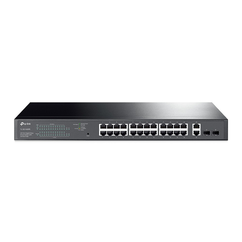 SWITCH TP-LINK 24P GIGABIT PoE + 10/100/100Mbps+ 2PUERTOS SFP TL-SG1428PE