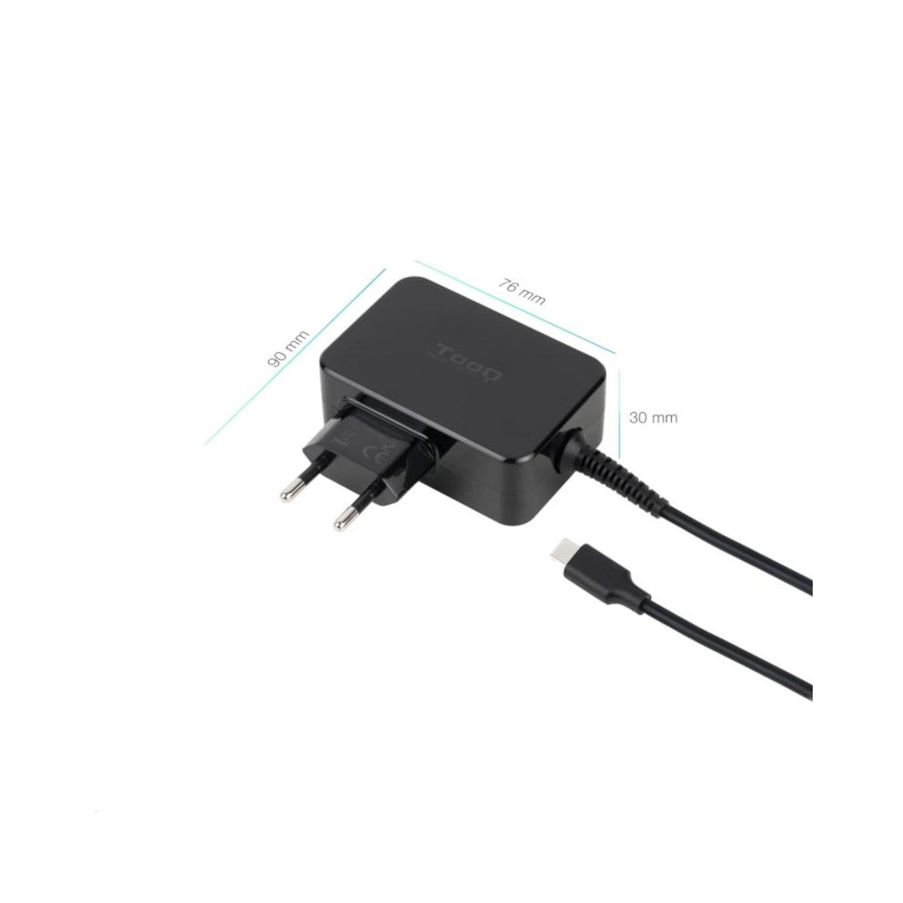 CARGADOR PORTATIL 45W TOOQ GAN USB-C PD NEGRO TQLC-USBCGAN45PD
