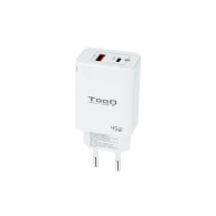 CARGADOR USB-C TOOQ PARED GAN USB-C/PD + USB-A/QC 45W TQWC-GANQCPD45WT