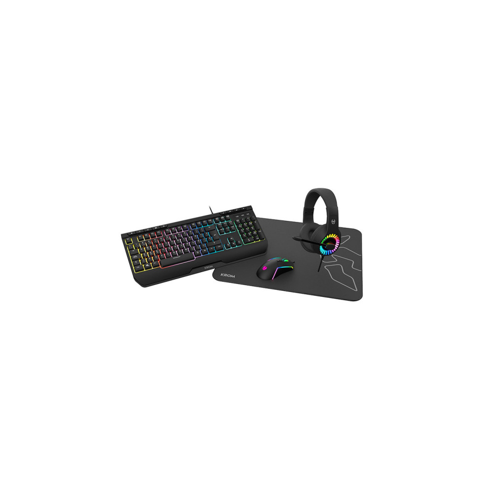 TECLADO RGB USB + RATON RGB USB + ALFOMBRILLA + AURICULARES KROM KENYA