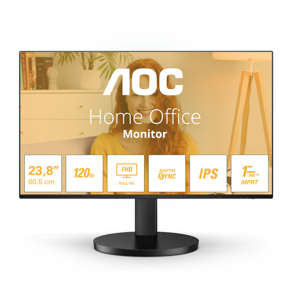 MONITOR 23.8 AOC 24B3HA2 IPS FHD 1920x1080 100HZ VGA HDMI MM NEGRO