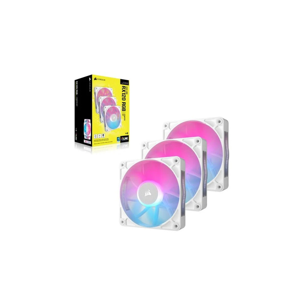VENTILADOR CAJA ADICIONAL 12X12 CORSAIR LX120R ICUELINK RGB WHITE START KIT3U
