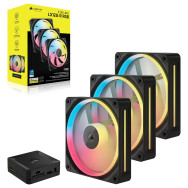 VENTILADOR CAJA ADICIONAL 12X12 CORSAIR LX120R ICUELINK RGB BLACK START KIT3U