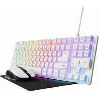 Pack gaming - Trust GXT 794, Ratón inalambrico, Teclado compacto TKL, Retroiluminación, Blanco
