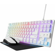 Pack gaming - Trust GXT 794, Ratón inalambrico, Teclado compacto TKL, Retroiluminación, Blanco