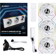 Ventilador Lian Li Uni Fan TL120 Wireless LCD ARGB Reverse Blade 120mm Triple Pack Blanco