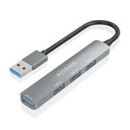 HUB USB 3.0 ALUMINIO 1XUSB3.0 A H+3XUSB2.0 A H GRIS 10CM AISENS A106-0859