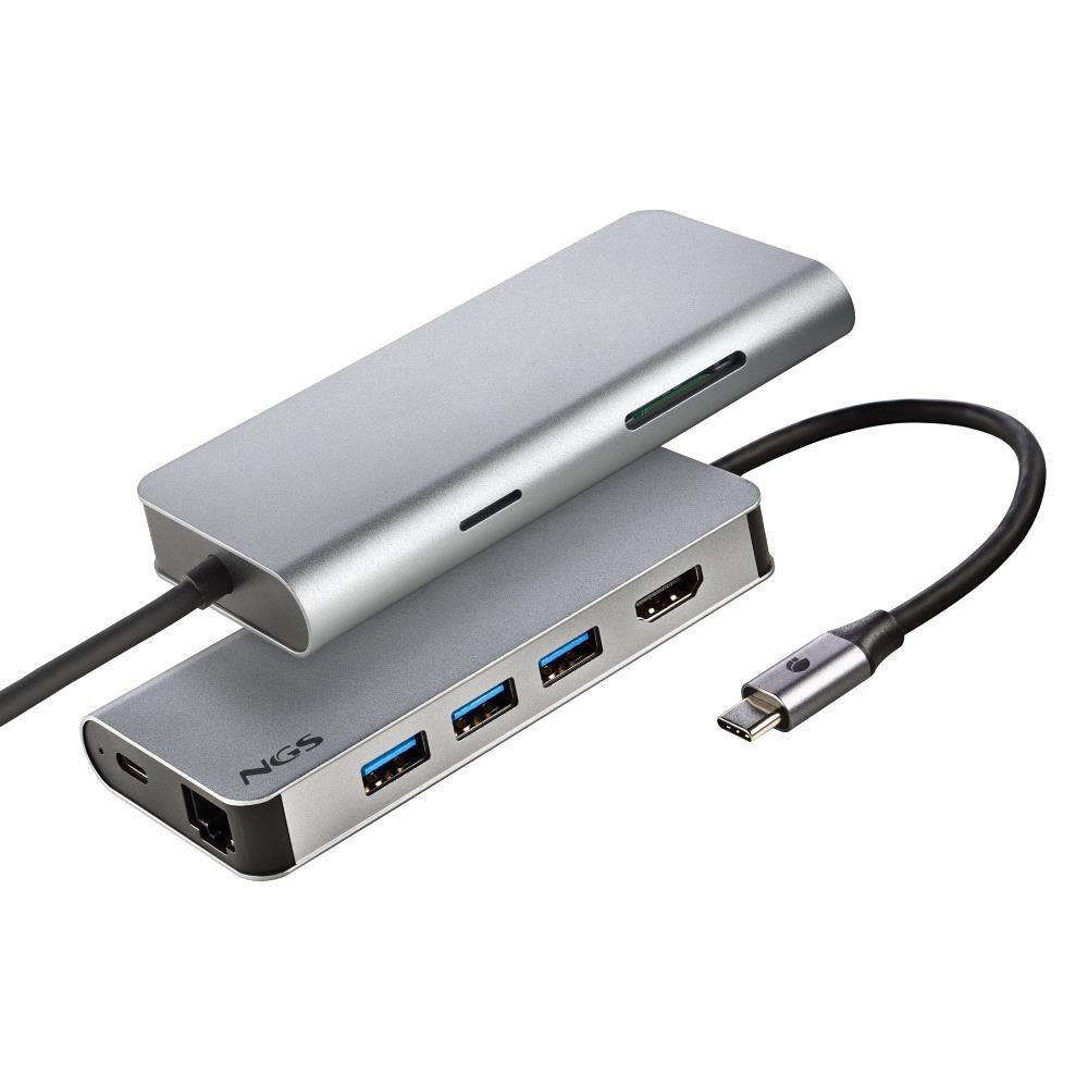 HUB USB NGS 8 PUERTOS USB-C CON ADAPTADOR DE CORRIENTE WONDERDOCK8