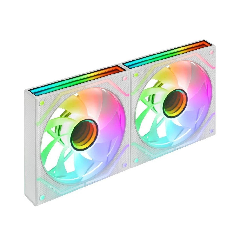 VENTILADOR 12X12 12CM MARS GAMING MF3DPROX2R ARGB PACK 2U. BLANCO