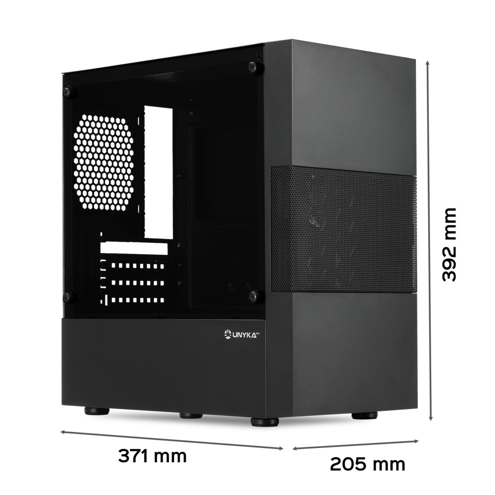 CAJA MICRO-ATX SEMITORRE UNYKA AERO C25(FUENTE500W) 2USB3.0 1USB2.0 NEGRO 52125