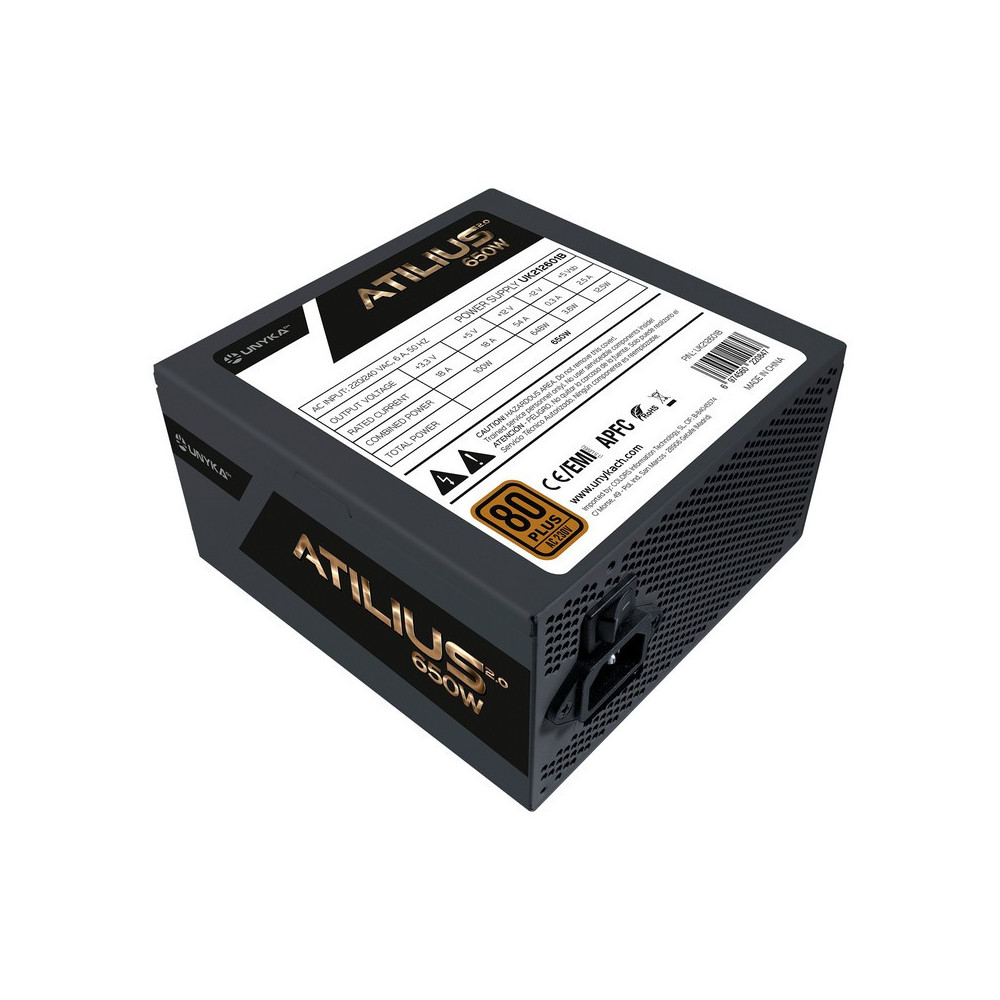 FUENTE ALIMENTACION ATX 650W UNYKA GAMING ATILIUS II 85% Eficiencia 120mm 212601